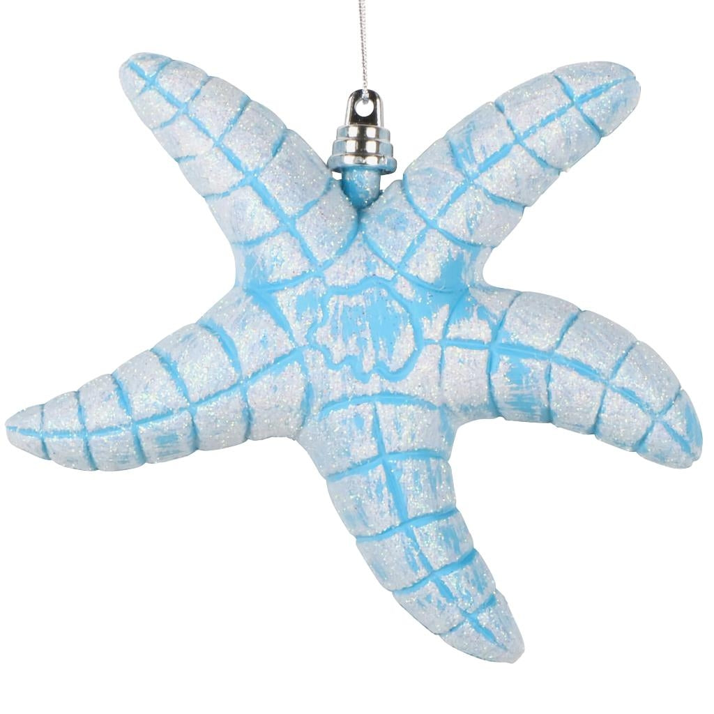 6.5" Turquoise Starfish Glitter Ornament (2 Pack) 1
