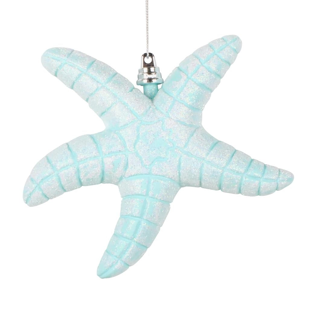 6.5" Seafoam Green Starfish Glitter Ornament (2 Pack) 1