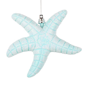 6.5" Seafoam Green Starfish Glitter Ornament (2 Pack) 1