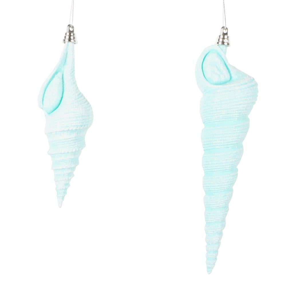9" / 6.75" Seafoam Green Conical Shell Glitter Ornament (2 pack) 1