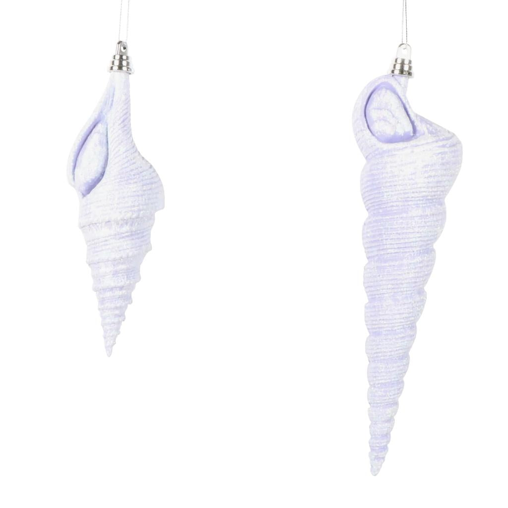 9" / 6.75" Purple Conical Shell Glitter Ornament (2 pack) 1