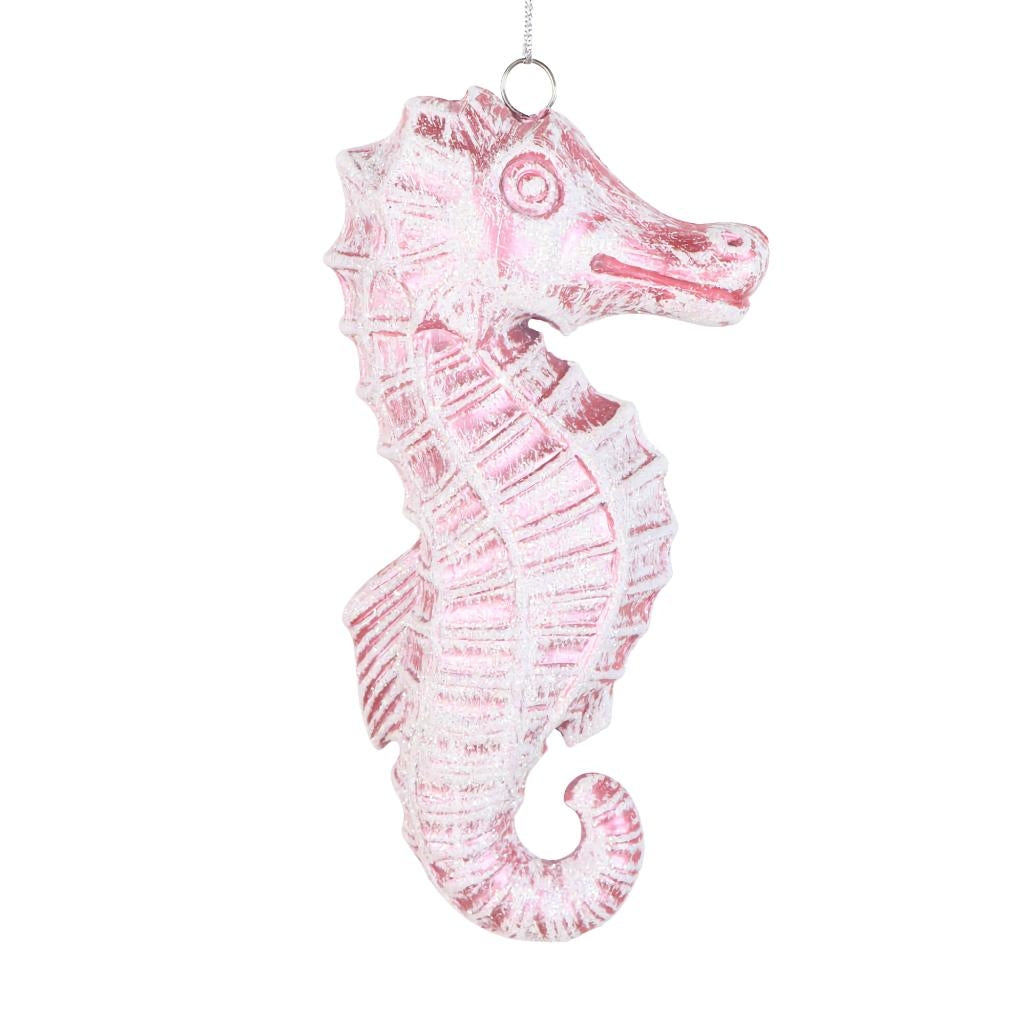 6.5" Pink Seahorse Glitter Ornament (2 pack) 1