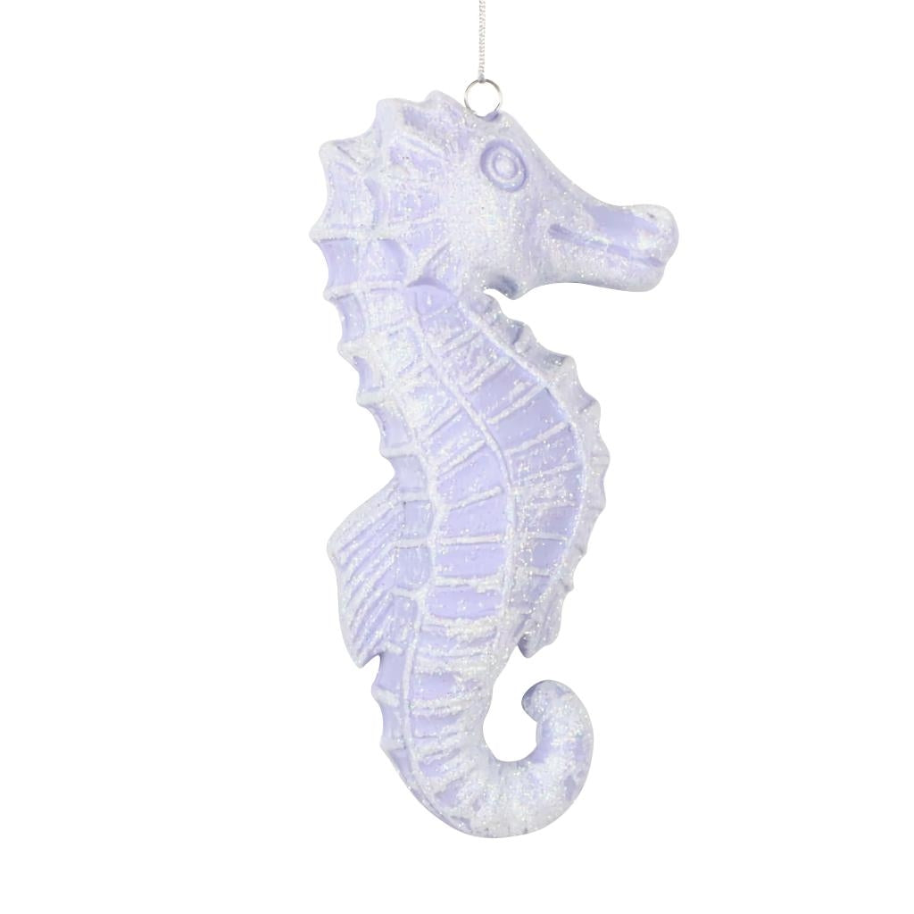 6.5" Purple Seahorse Glitter Ornament (2 pack) 1