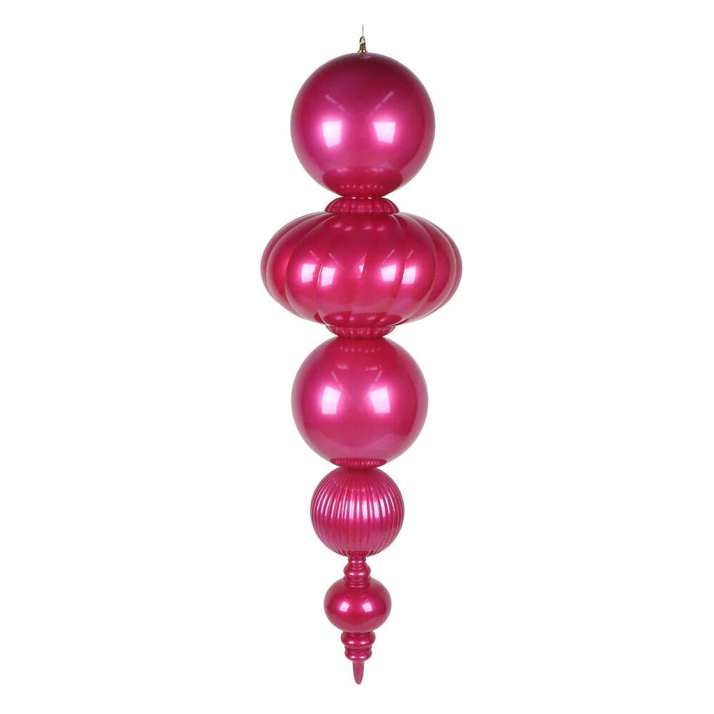 54" Hot Pink Candy Apple UV Resistant Finial Christmas Tree Ornament 1