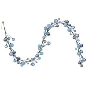 6' Baby Blue Matte Shiny Pearl Ball Branch Wire Garland 1