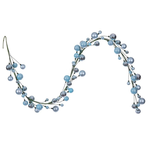 6' Baby Blue Matte Shiny Pearl Ball Branch Wire Garland 1