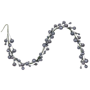 6' Pewter Matte Shiny Pearl Ball Branch Wire Garland 1