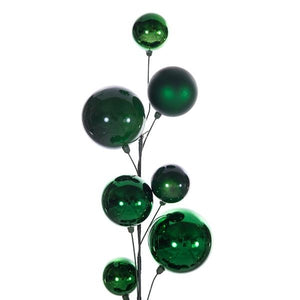 10' Green Matte Shiny Pearl Ball Branch Ornament Wire Garland 3