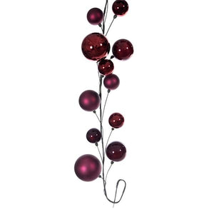 10' Wine Matte Shiny Pearl Ball Branch Ornament Wire Garland 2