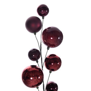 10' Wine Matte Shiny Pearl Ball Branch Ornament Wire Garland 3