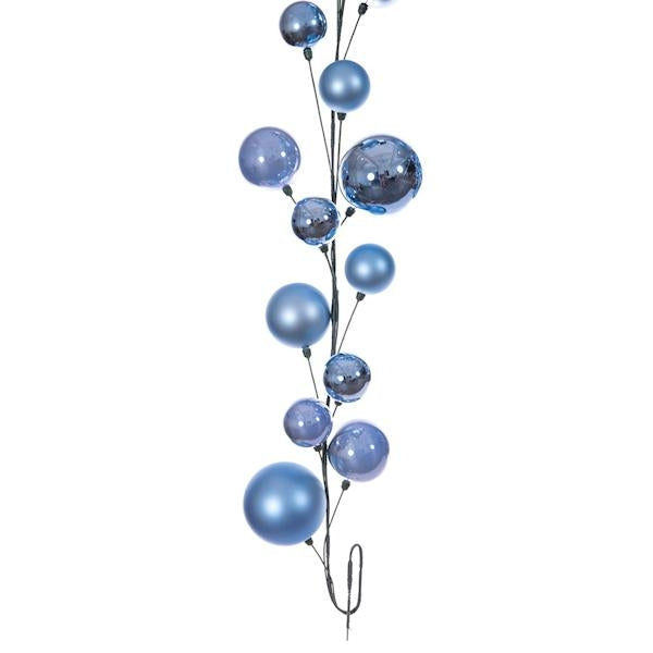 10' Periwinkle Matte Shiny Pearl Ball Branch Ornament Wire Garland 2
