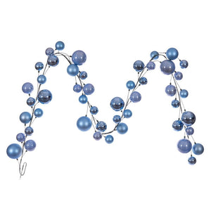 10' Periwinkle Matte Shiny Pearl Ball Branch Ornament Wire Garland 1