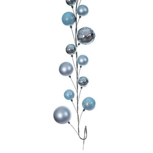 10' Baby Blue Matte Shiny Pearl Ball Branch Ornament Wire Garland 2