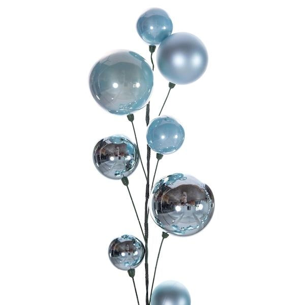 10' Baby Blue Matte Shiny Pearl Ball Branch Ornament Wire Garland 3