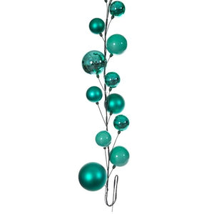10' Teal Shiny Pearl Ball Branch Ornament Wire Garland 2