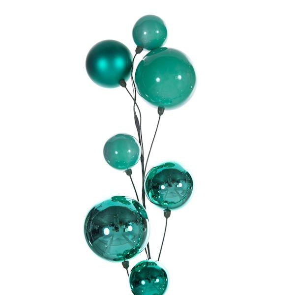 10' Teal Shiny Pearl Ball Branch Ornament Wire Garland 3