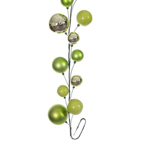 10' Celadon Shiny Pearl Ball Branch Ornament Wire Garland 2