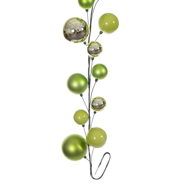 10' Celadon Shiny Pearl Ball Branch Ornament Wire Garland 2