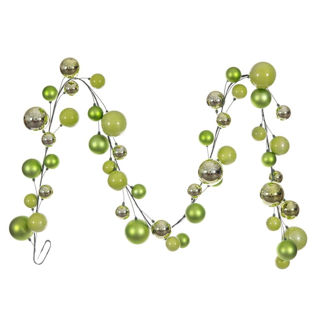 10' Celadon Shiny Pearl Ball Branch Ornament Wire Garland 1