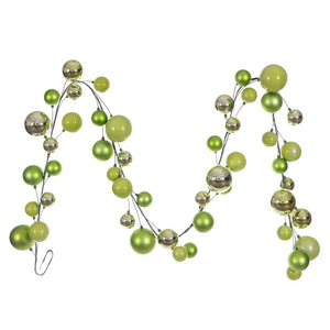 10' Celadon Shiny Pearl Ball Branch Ornament Wire Garland 1