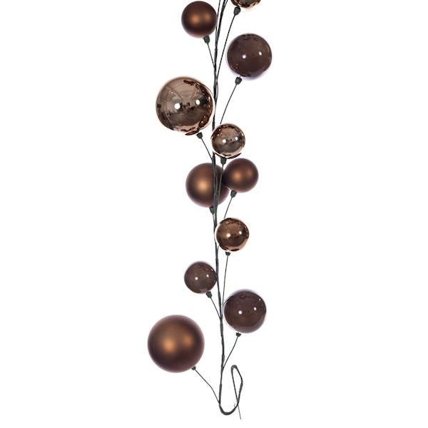 10' Mocha Shiny Pearl Ball Branch Ornament Wire Garland 2