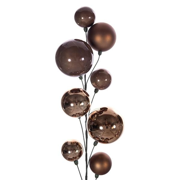 10' Mocha Shiny Pearl Ball Branch Ornament Wire Garland 3