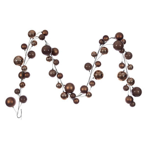10' Mocha Shiny Pearl Ball Branch Ornament Wire Garland 1