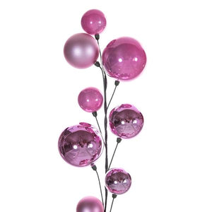 10' Pink Shiny Pearl Ball Branch Ornament Wire Garland 3