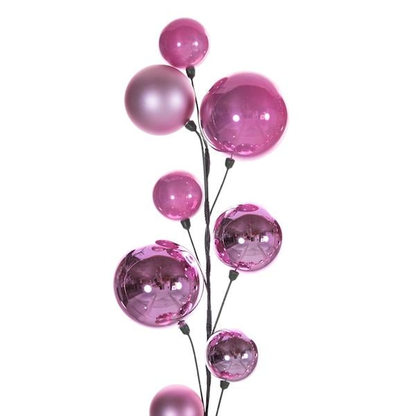 10' Pink Shiny Pearl Ball Branch Ornament Wire Garland 3