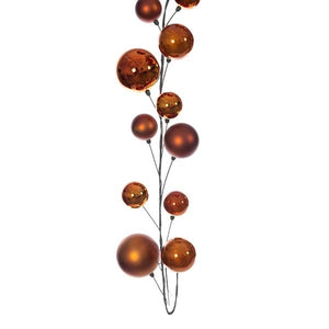 10' Copper Shiny Pearl Ball Branch Ornament Wire Garland 2