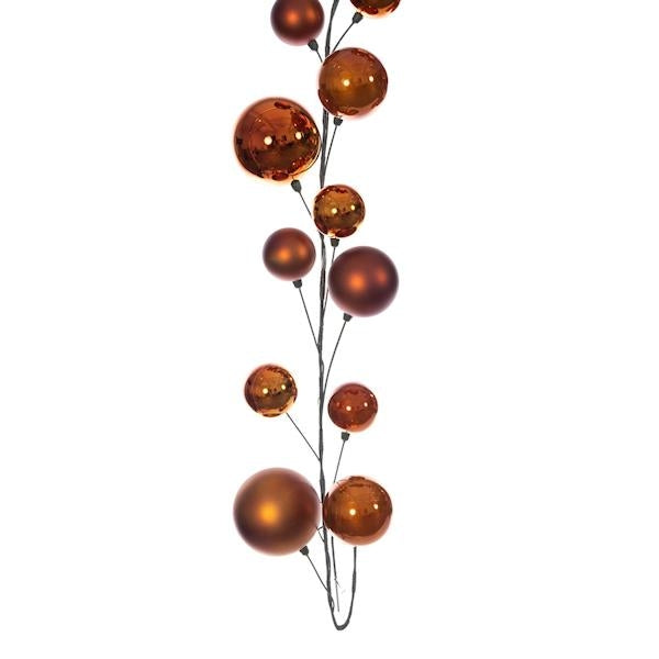 10' Copper Shiny Pearl Ball Branch Ornament Wire Garland 2
