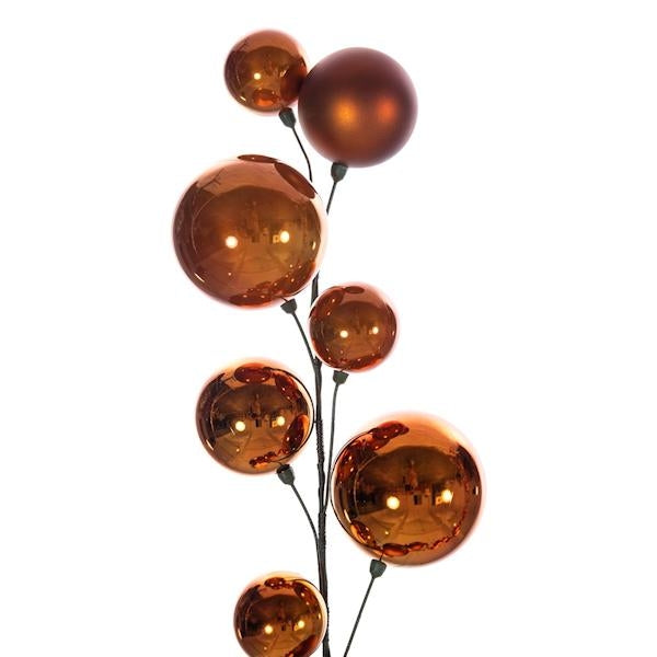 10' Copper Shiny Pearl Ball Branch Ornament Wire Garland 3