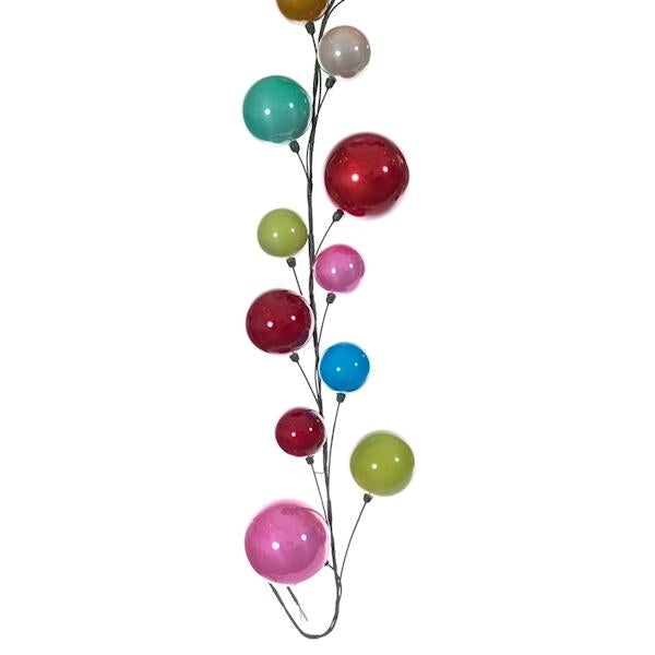 10' Multi-Color Shiny Pearl Ball Branch Ornament Wire Garland 2