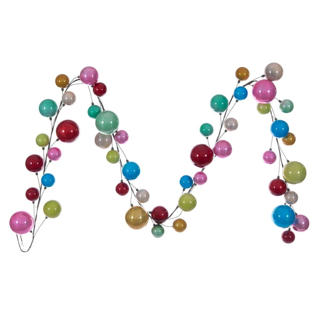10' Multi-Color Shiny Pearl Ball Branch Ornament Wire Garland 1