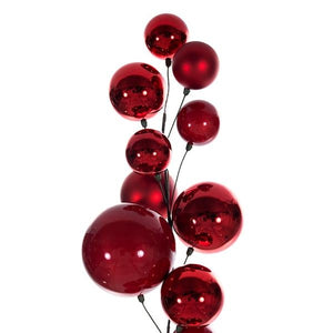6' Red Matte Shiny Pearl Branch Wire Garland 2