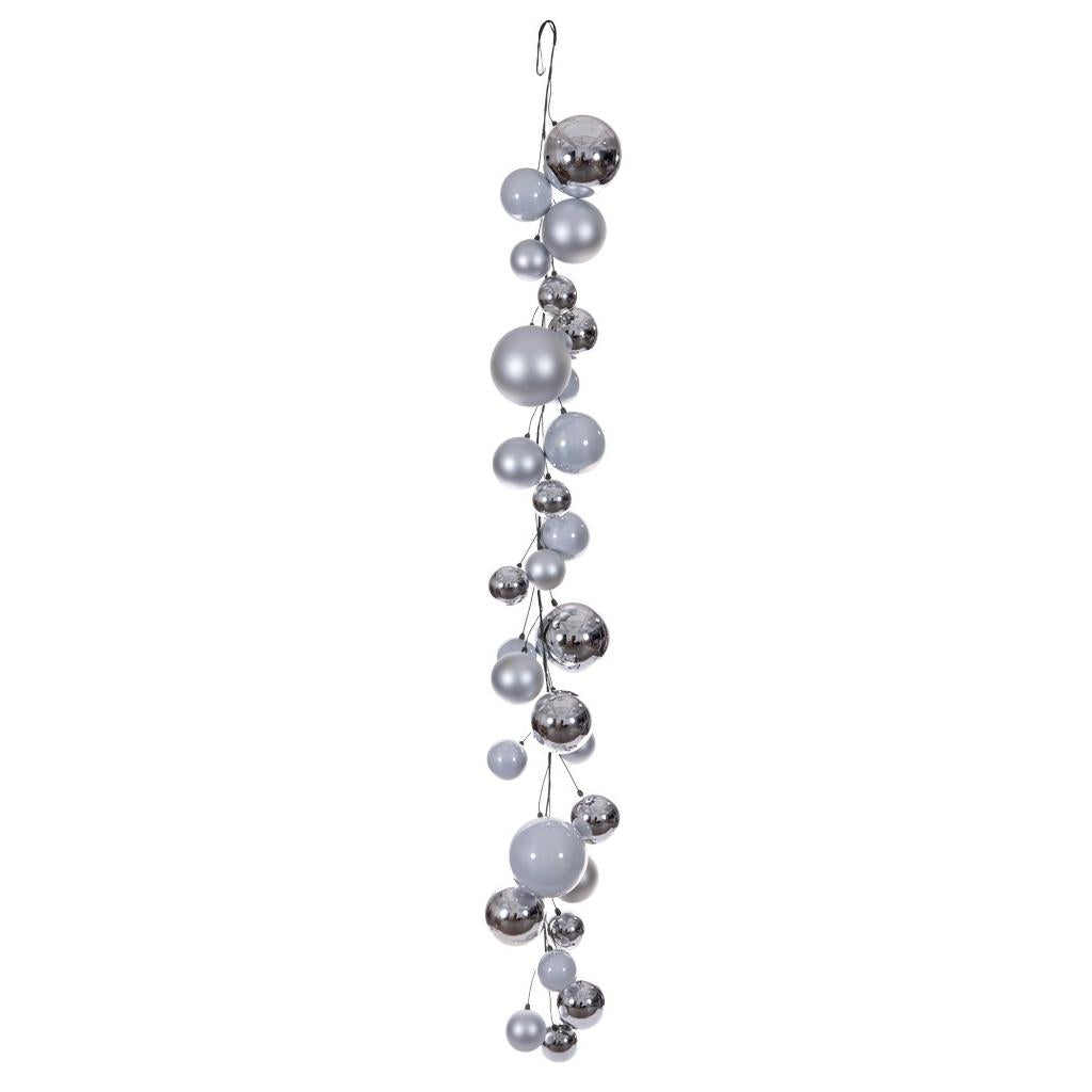 6' Silver Matte Shiny Pearl Branch Wire Garland 1