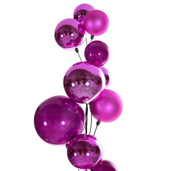 6' Hot Pink Matte Shiny Pearl Branch Wire Garland 2