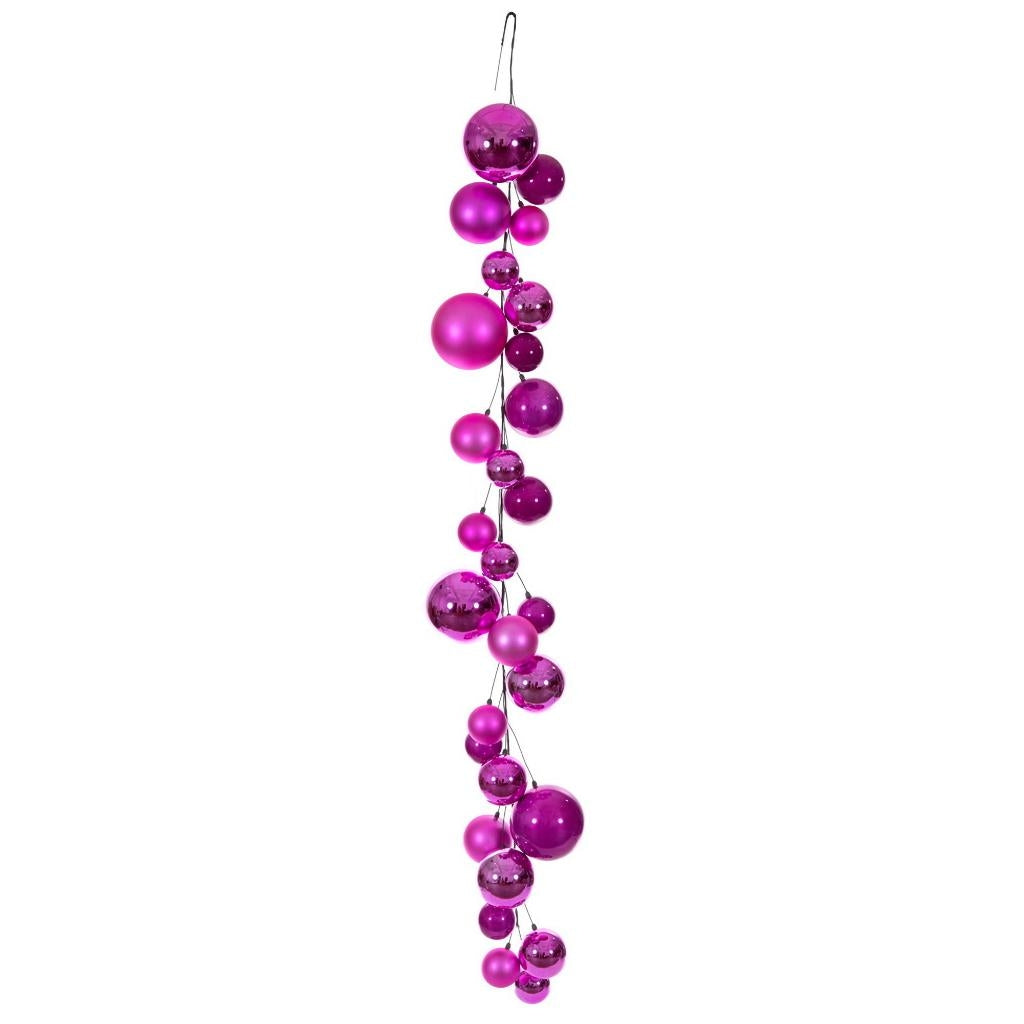 6' Hot Pink Matte Shiny Pearl Branch Wire Garland 1