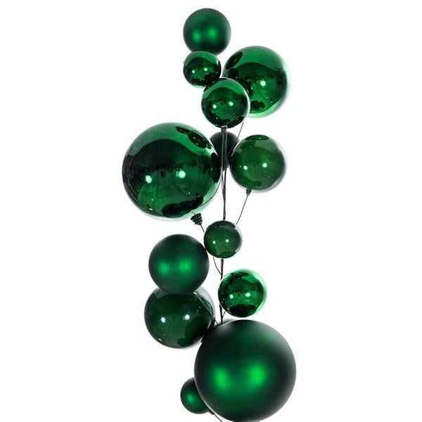 6' Green Matte/Shiny/Pearl Ball Branch Wire Garland 2