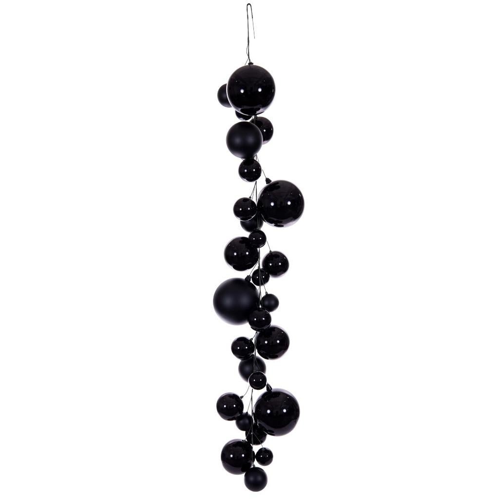 6' Black Matte/Shiny/Pearl Ball Branch Wire Garland 1
