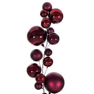 6' Wine Matte/Shiny/Pearl Ball Branch Wire Garland 2
