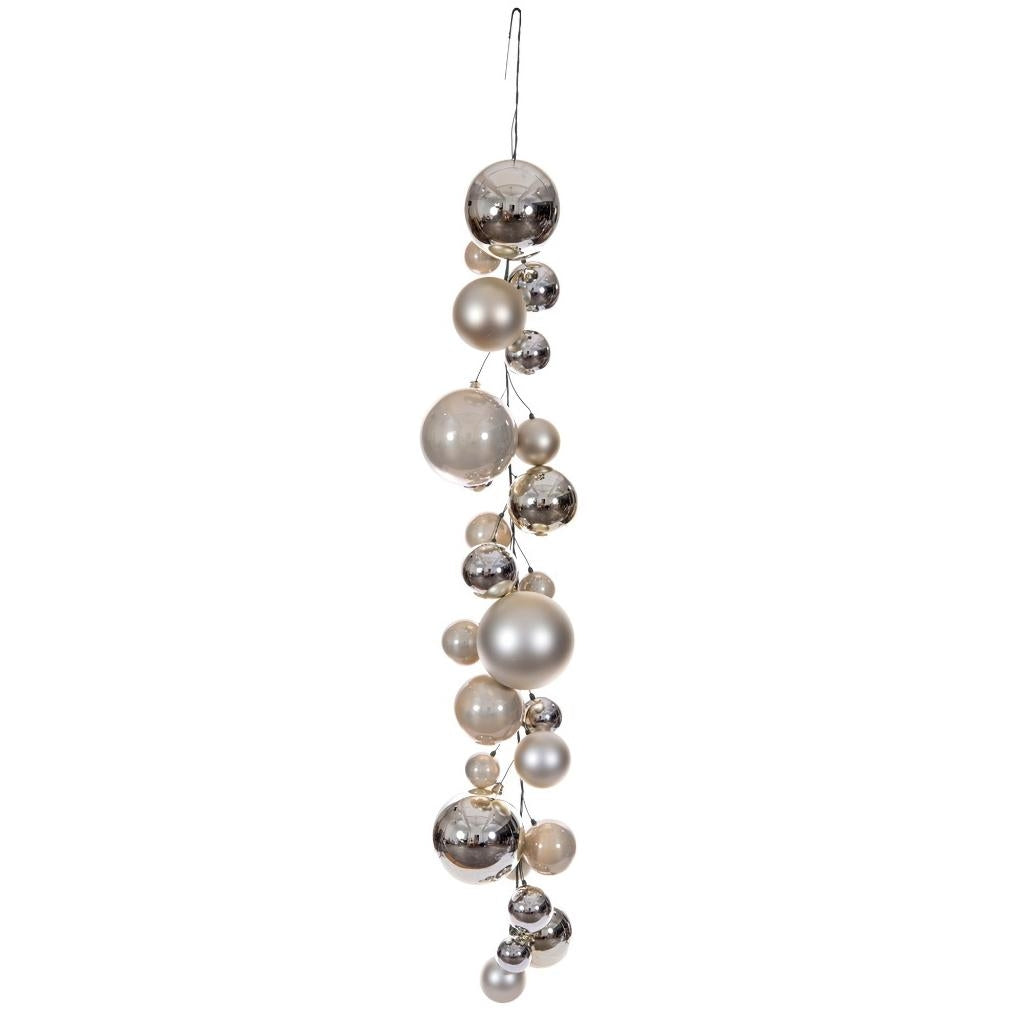 6' Oat Matte/Shiny/Pearl Ball Branch Wire Garland 1