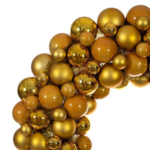 28" Gold Matte/Shiny/Pearl Ball Unlit Christmas Ornament Wreath 2
