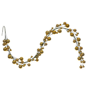 6' Gold Matte Shiny Pearl Ball Branch Wire Garland 1