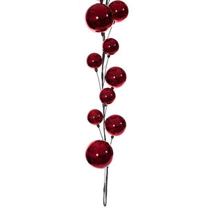 10' Red Shiny Ball Branch Wire Garland 2