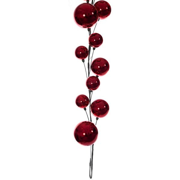 10' Red Shiny Ball Branch Wire Garland 2