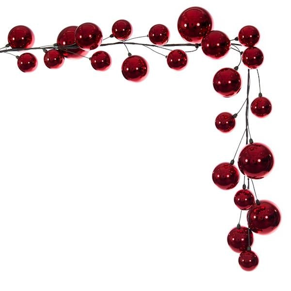 10' Red Shiny Ball Branch Wire Garland 3