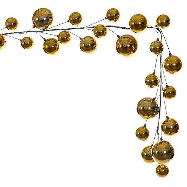 10' Gold Shiny Ball Branch Wire Garland 3