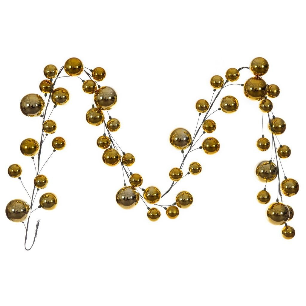 10' Gold Shiny Ball Branch Wire Garland 1