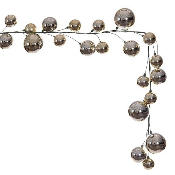 10' Champagne Shiny Ball Branch Wire Garland 3